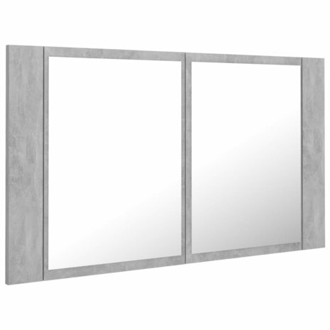 Badkamerkast met spiegel en LED 80x12x45 cm acryl betongrijs 8