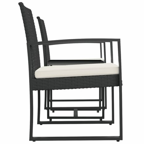 3-delige Tuinset met kussens polypropeen rattan zwart 4