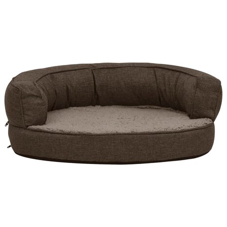 Hondenbed ergonomisch linnen-look 60x42 cm fleece bruin 3