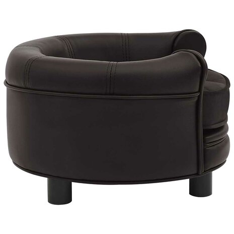 Hondenbank 48x48x32 cm pluche en kunstleer bruin 4