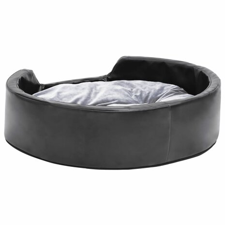 Hondenmand 69x59x19 cm pluche en kunstleer zwart en grijs 5