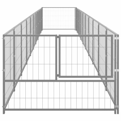 Hondenkennel 10 m² staal zilverkleurig 3