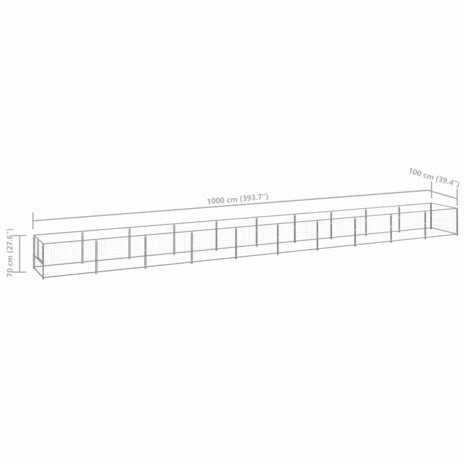 Hondenkennel 10 m² staal zilverkleurig 6