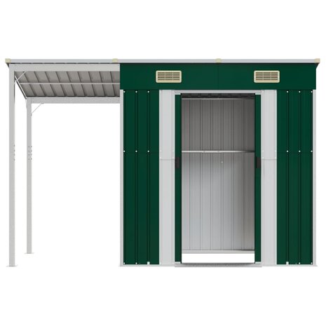 Tuinschuur met verlengd dak 277x110,5x181 cm staal groen 4