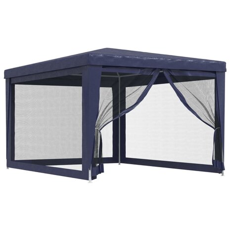 Partytent met 4 mesh zijwanden 3x4 m HDPE blauw 2