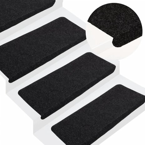 Trapmatten zelfklevend 15 st 65x24,5x3,5 cm zwart 1