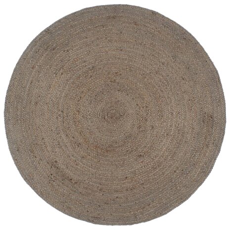 Vloerkleed handgemaakt rond 240 cm jute grijs 1