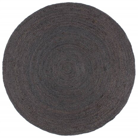 Vloerkleed handgemaakt rond 210 cm jute donkergrijs 1