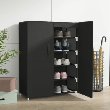Schoenenkast 60x30x90 cm stof zwart 1