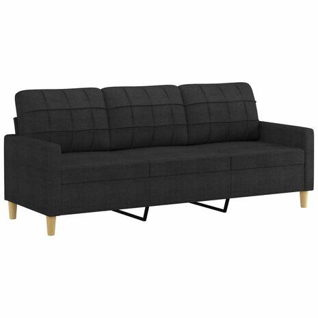 Driezitsbank 180 cm stof zwart 2