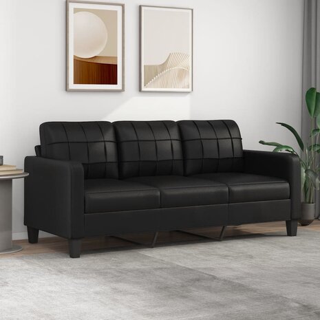 Driezitsbank 180 cm kunstleer zwart 1