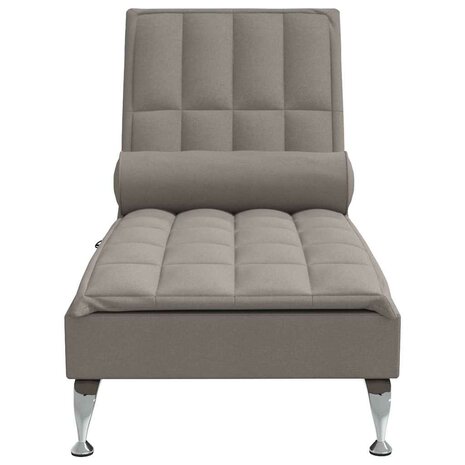 Massage chaise longue met bolster stof taupe 4