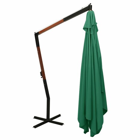 Zweefparasol met houten paal 400x300 cm groen 4