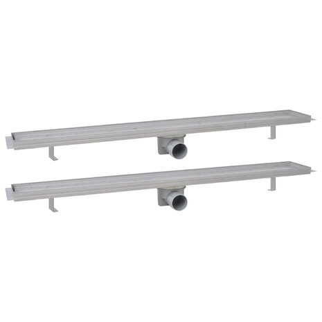 Doucheafvoer 2 st rechthoekig 930x140 mm roestvrij staal 2