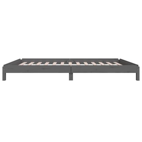 Bed stapelbaar 75x190 cm massief grenenhout grijs 9