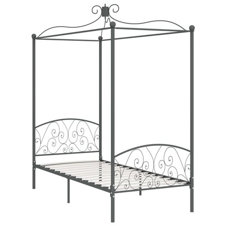 Hemelbedframe metaal grijs 90x200 cm 2