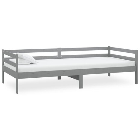 Slaapbank massief grenenhout grijs 90x200 cm 2