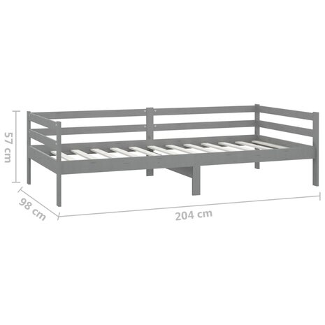 Slaapbank massief grenenhout grijs 90x200 cm 8