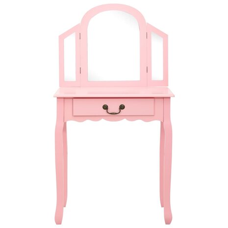 Kaptafel met kruk 65x36x128 cm paulowniahout MDF roze 3