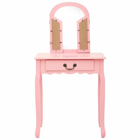 Kaptafel met kruk 65x36x128 cm paulowniahout MDF roze 4