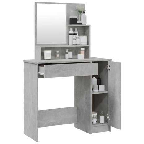 Kaptafel met spiegel 86,5x35x136 cm betongrijs 5