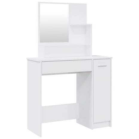 Kaptafel met spiegel 86,5x35x136 cm hoogglans wit 2