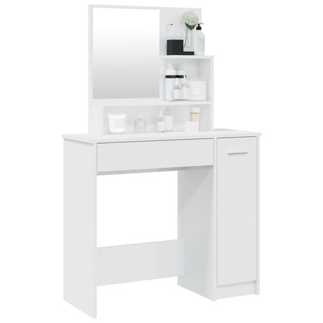 Kaptafel met spiegel 86,5x35x136 cm hoogglans wit 4