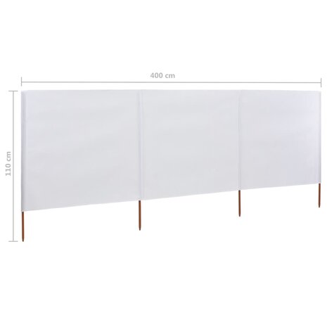 Windscherm 3-panelen 400x80 cm stof zandwit 6
