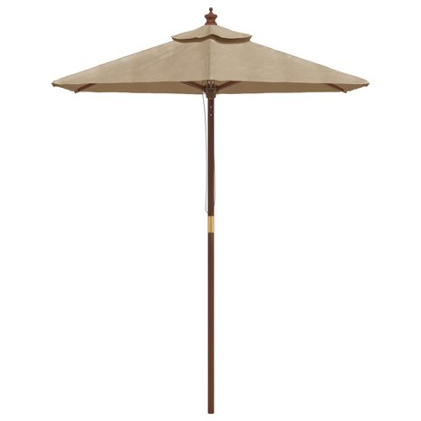 Parasol met houten paal 196x231 cm taupe 3