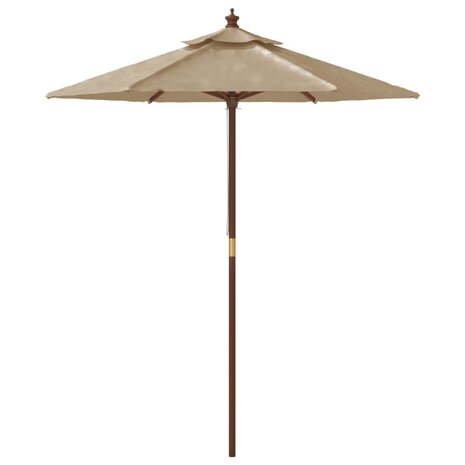 Parasol met houten paal 196x231 cm taupe 4