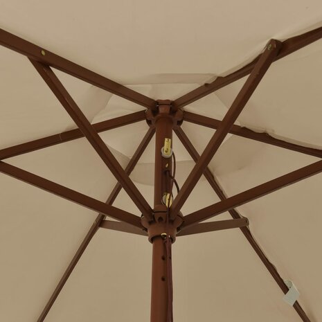 Parasol met houten paal 196x231 cm taupe 6