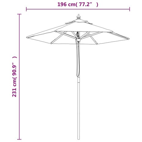 Parasol met houten paal 196x231 cm taupe 8