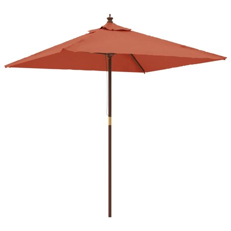 Parasol met houten paal 198x198x231 cm terracottakleurig 2