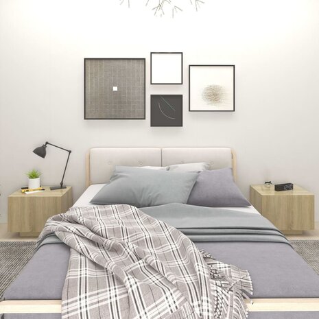 Nachtkastje 100x35x40 cm bewerkt hout sonoma eikenkleurig 1