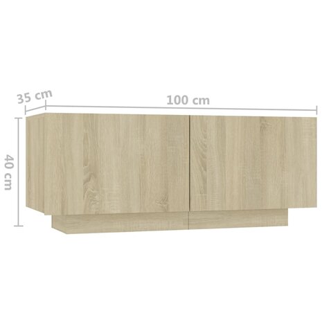 Nachtkastje 100x35x40 cm bewerkt hout sonoma eikenkleurig 9