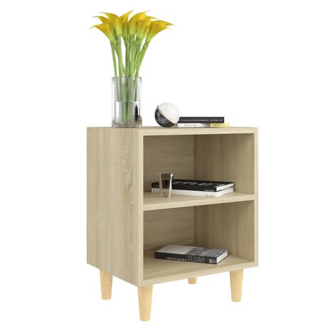 Nachtkastje met houten poten 40x30x50 cm sonoma eikenkleurig 3