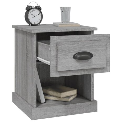 Nachtkastje 39x39x47,5 cm bewerkt hout grijs sonoma eikenkleur 5