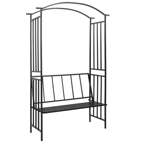 Tuinboog met bank 128x50x207 cm ijzer zwart  1
