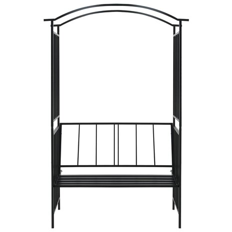 Tuinboog met bank 128x50x207 cm ijzer zwart  2