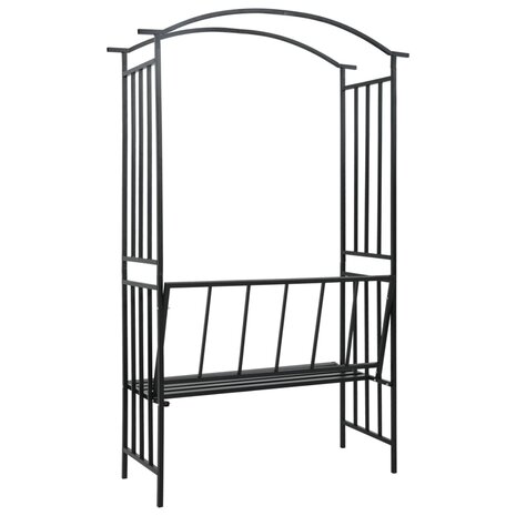 Tuinboog met bank 128x50x207 cm ijzer zwart  4