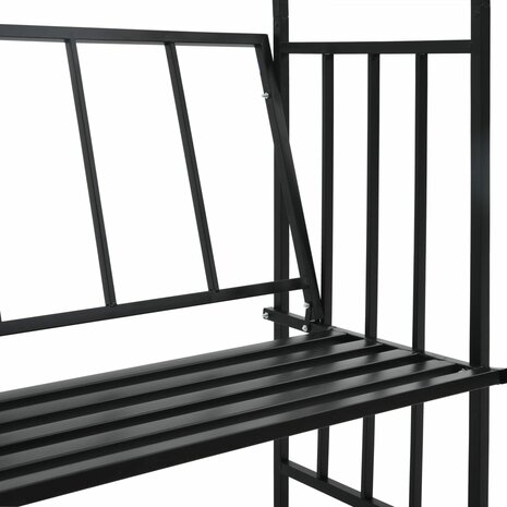 Tuinboog met bank 128x50x207 cm ijzer zwart  6