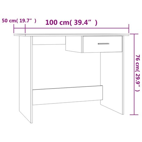 Bureau 100x50x76 cm bewerkt hout betongrijs 7