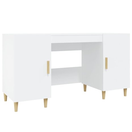 Bureau 140x50x75 cm bewerkt hout wit 2