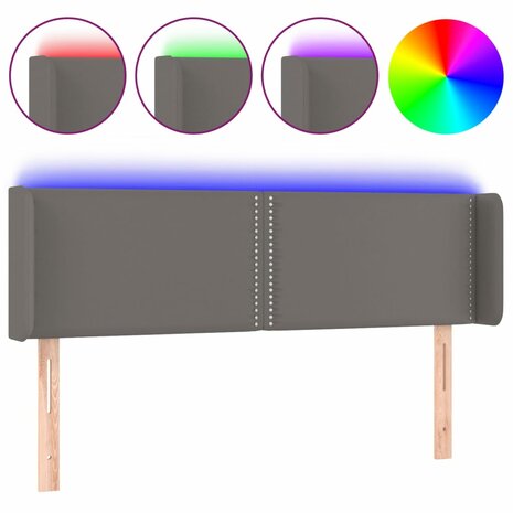 Hoofdbord LED 147x16x78/88 cm kunstleer grijs 2