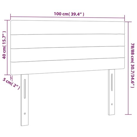 Hoofdbord 100x5x78/88 cm fluweel zwart 8