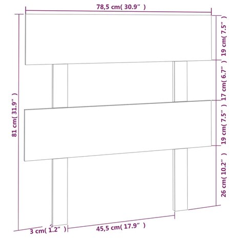 Hoofdbord 78,5x3x81 cm massief grenenhout honingbruin 6