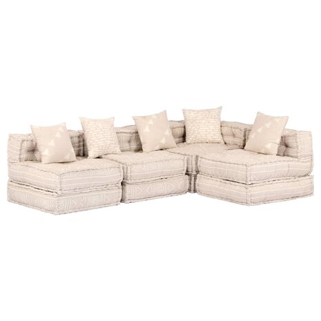 Poef vierzits modulair stof beige 1