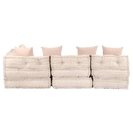 Poef vierzits modulair stof beige 4