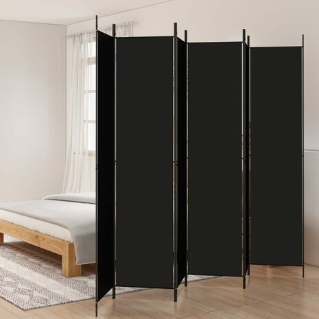 Kamerscherm met 6 panelen 300x220 cm stof zwart 1
