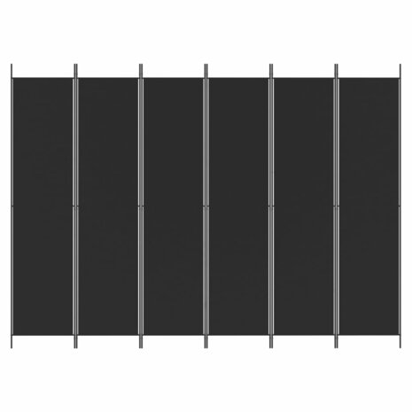 Kamerscherm met 6 panelen 300x220 cm stof zwart 3
